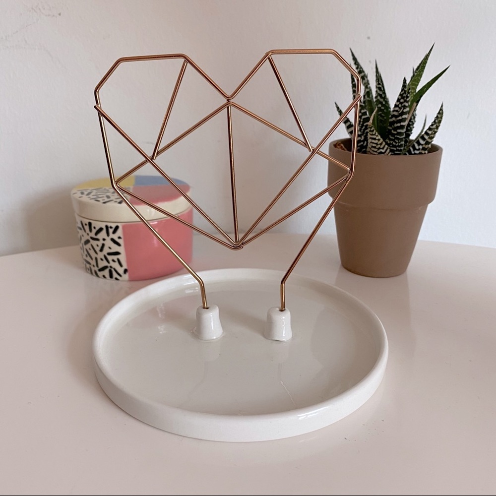 Rose Gold Heart Shape Jewelry Tree (Home Decor)